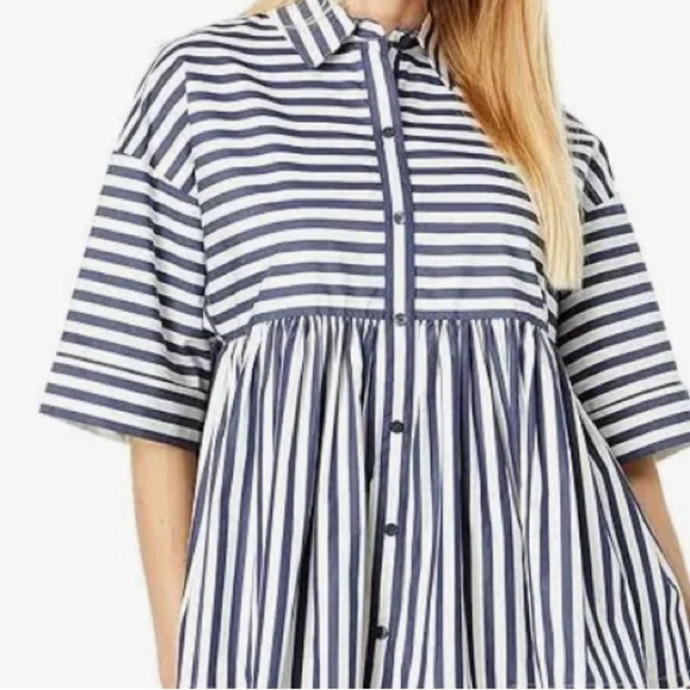 KATE SPADE New York Julia blue and white stripes, button down blouse. Size XL.